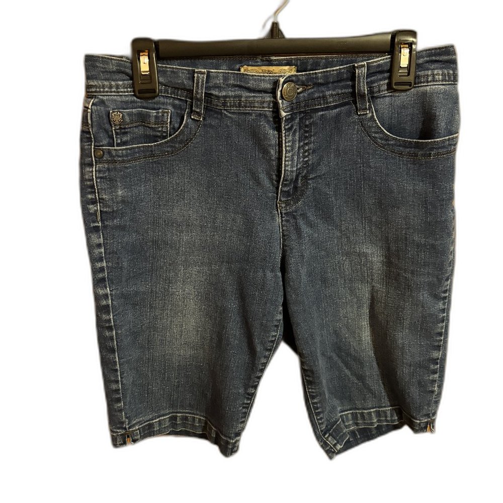 Nine West Vintage America Blue Denim Shorts Embellished SZ 8